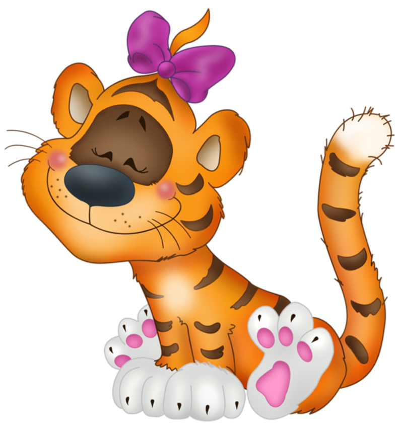 Tiger_with_Bow_Cartoon_Free_Clipart.png
