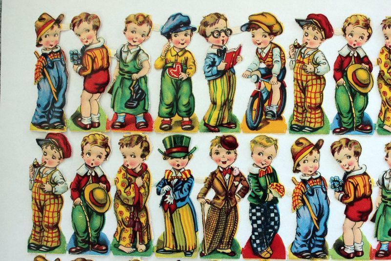 Lot De 6 Patrons De Couture Vintage Pour Enfants - Motifs Clown, Lapins, Vêtements